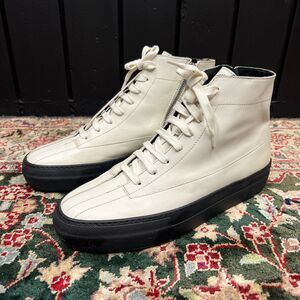 Tibi Gabe High Top Ivory Leather Sneakers 39 Made in Italy
